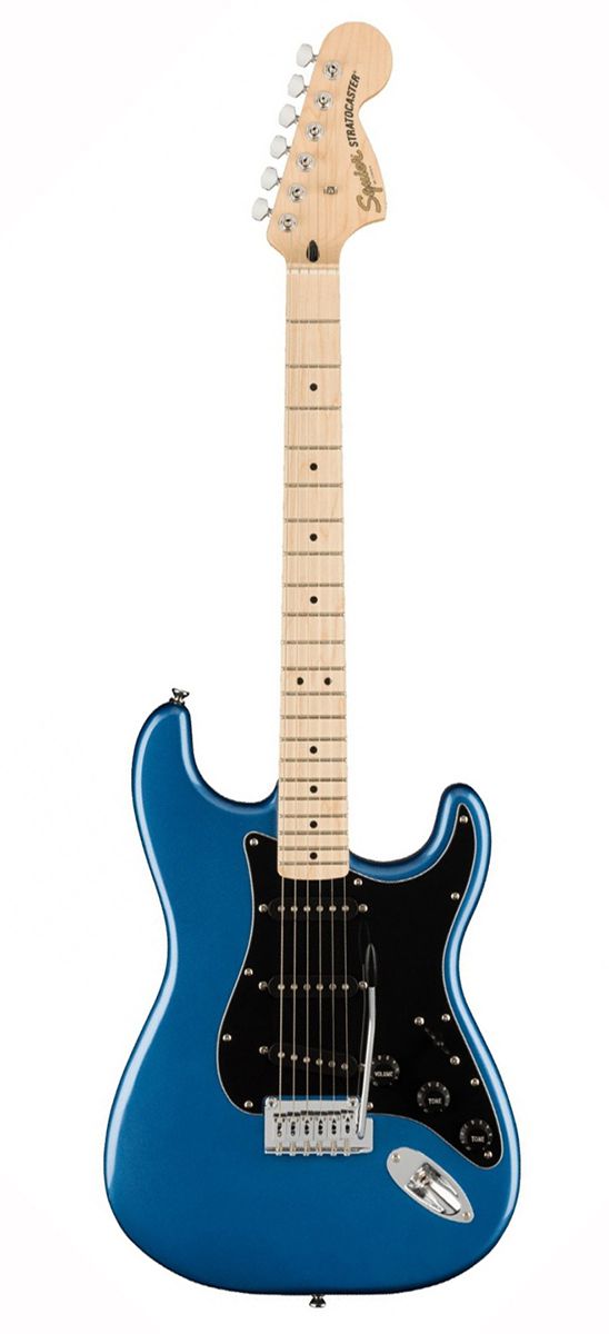 An image of Squier Affinity Stratocaster MN, Black PG, Lake Placid Blue