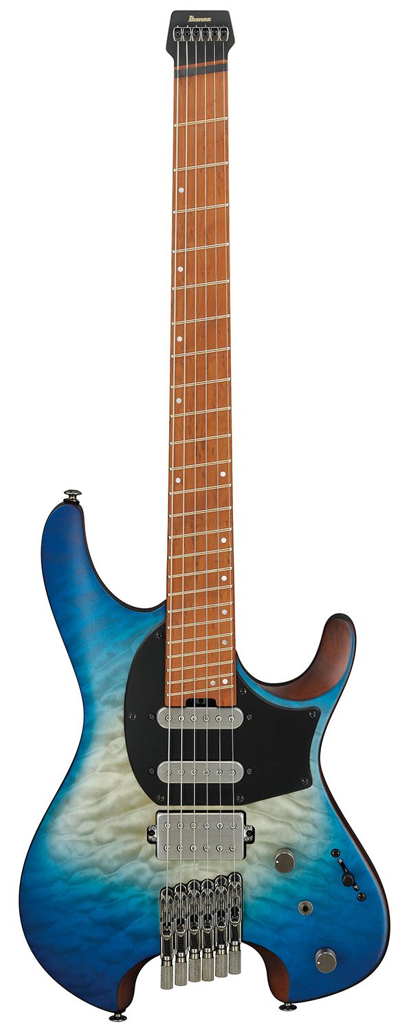 An image of Ibanez QX54QM-BSB Q Series Headless Guitar HSS, Blue Sphere Burst