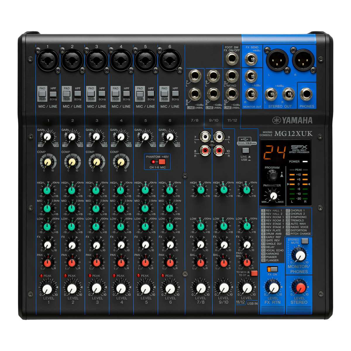 An image of Yamaha MG12XUK 12-Channel USB Mixing Console | PMT Online