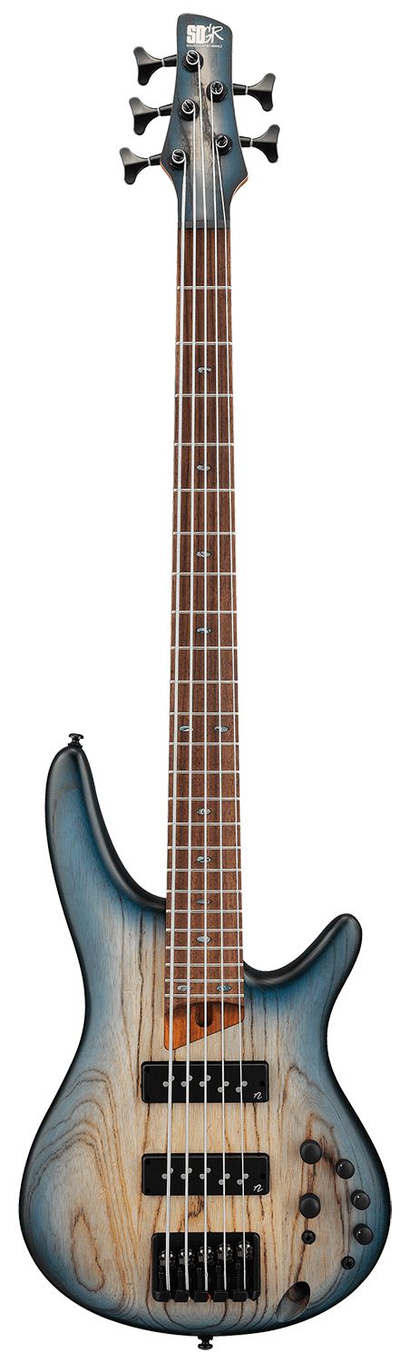 An image of Ibanez SR605E-CTF 5-String Electric Bass, Cosmic Blue Starburst Flat | PMT Onlin...