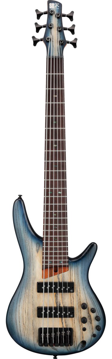 An image of Ibanez SR606E 6 String Bass Cosmic Blue Starburst Flat | PMT Online