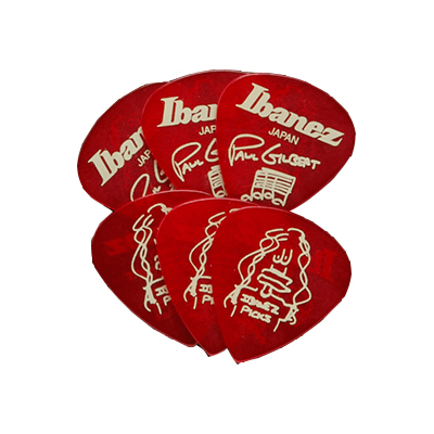 An image of Ibanez B1000PG-CA Paul Gilbert 1.0 mm Pick Pack of 6, Candy Apple Red | PMT Onli...