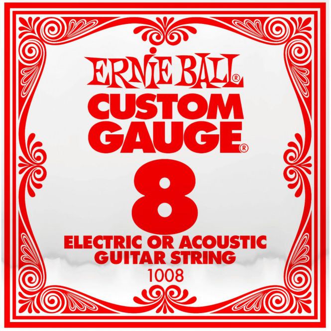 An image of Ernie Ball 1008 .008 Single Plain Steel String | PMT Online