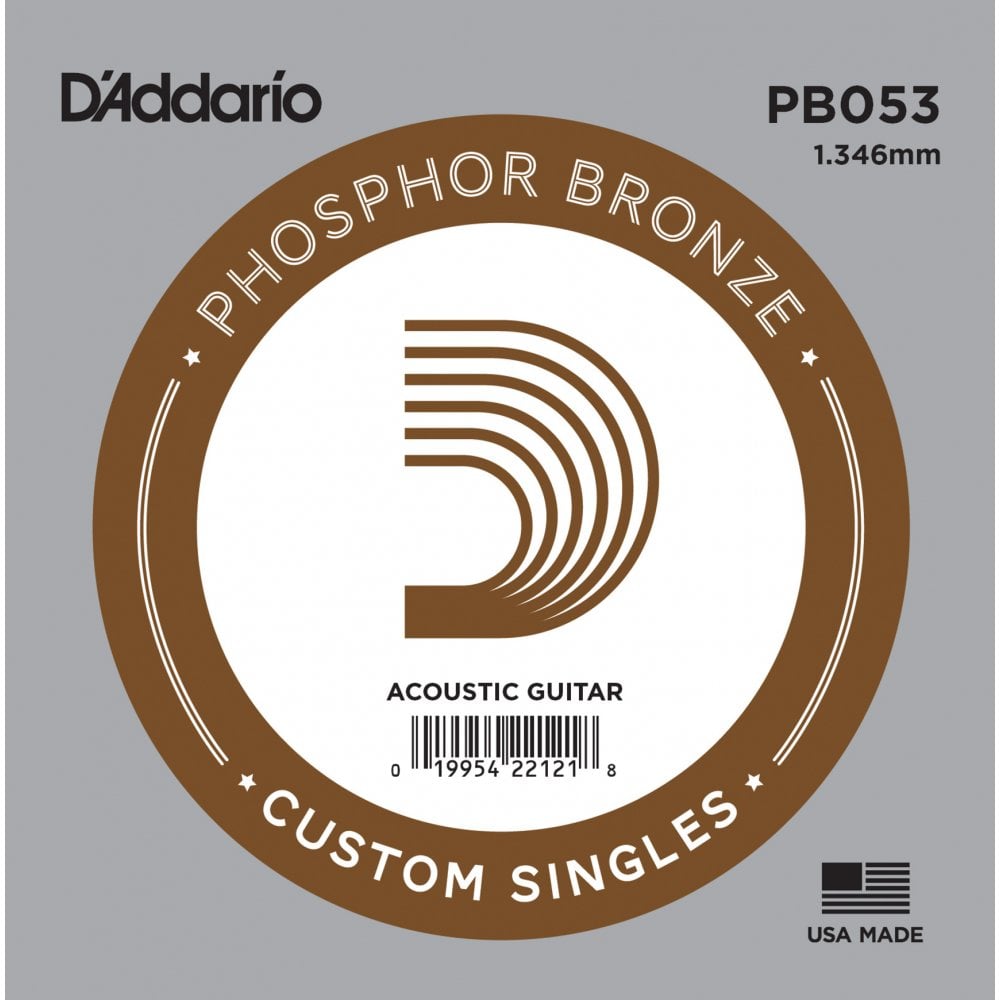 An image of D'Addario PB053 Phosphor Bronze Acoustic Guitar Single String .053 | PMT Online