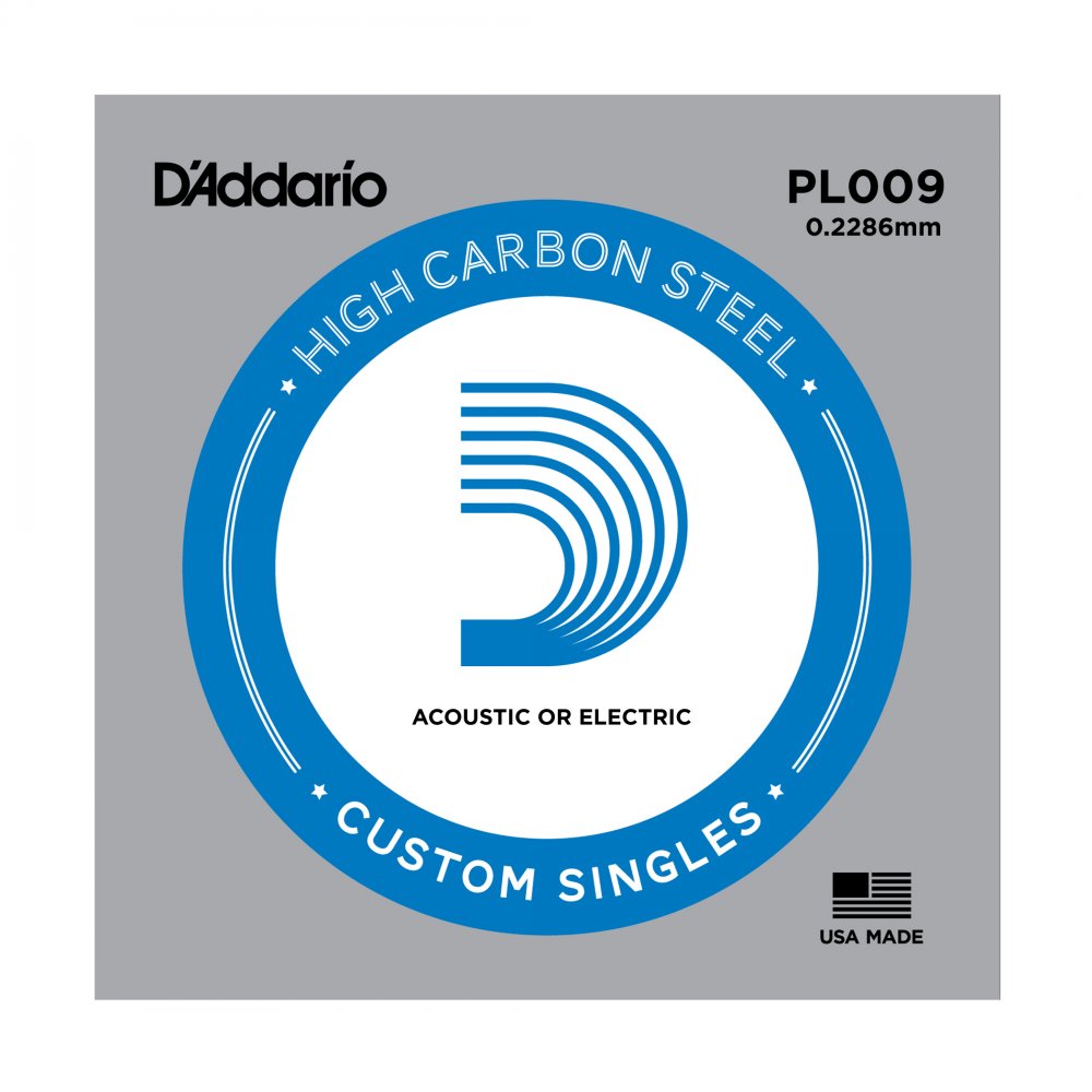 An image of D'Addario High Carbon Plain Steel .009 Single Guitar String | PMT Online