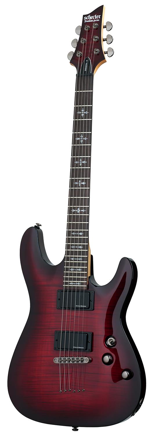 An image of Schecter Demon-6 Electric Guitar, Crimson Red Burst | PMT Online