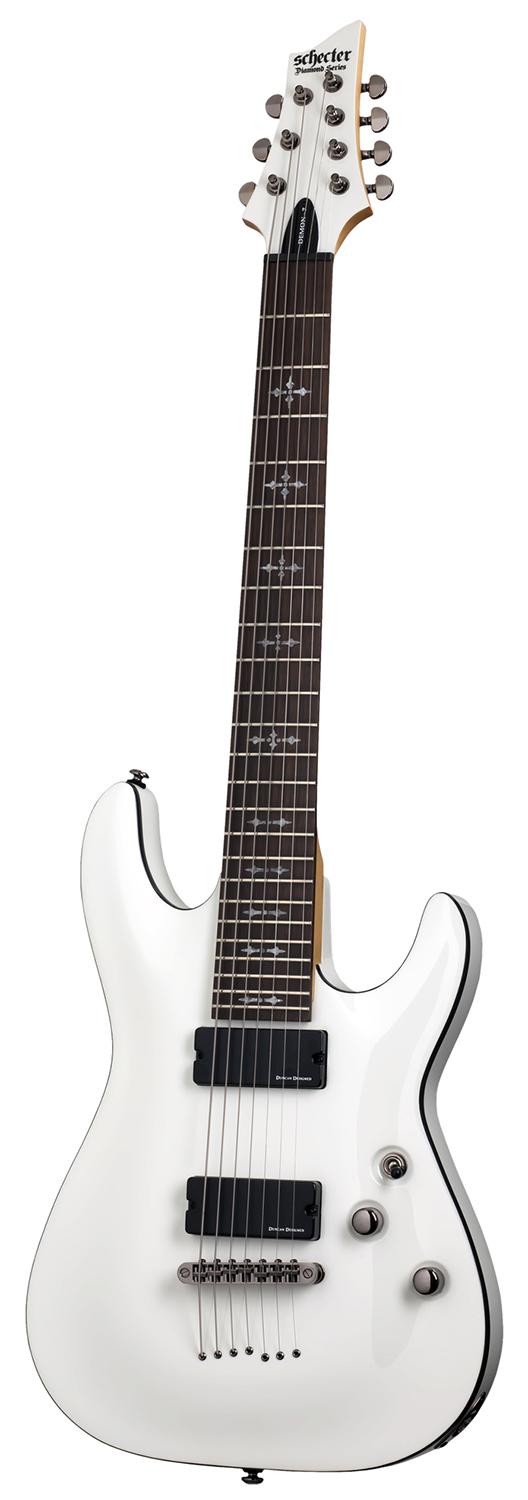 An image of Schecter Demon-7 7-String Electric Guitar, Vintage White | PMT Online