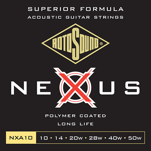 An image of Rotosound NXA10 Nexus Polymer Coated Phosphor Bronze Acoustic Guitar Strings 10-...