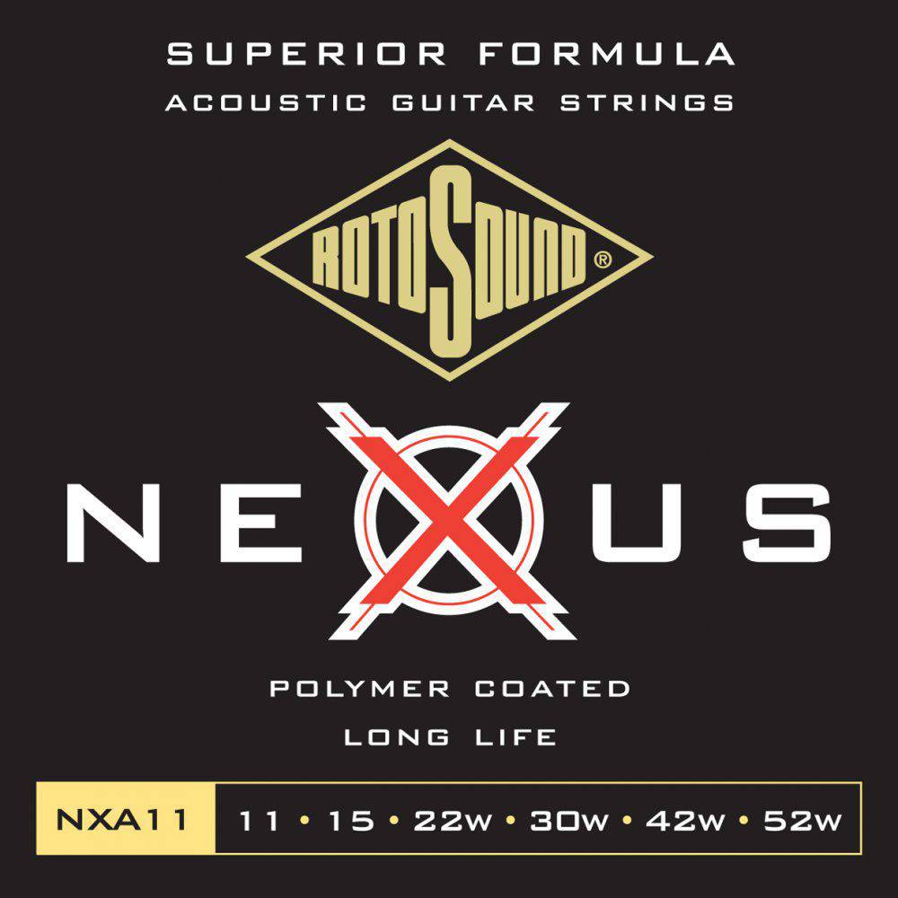 An image of Rotosound NXA11 Nexus Polymer Coated Phosphor Bronze Acoustic Guitar Strings 11-...
