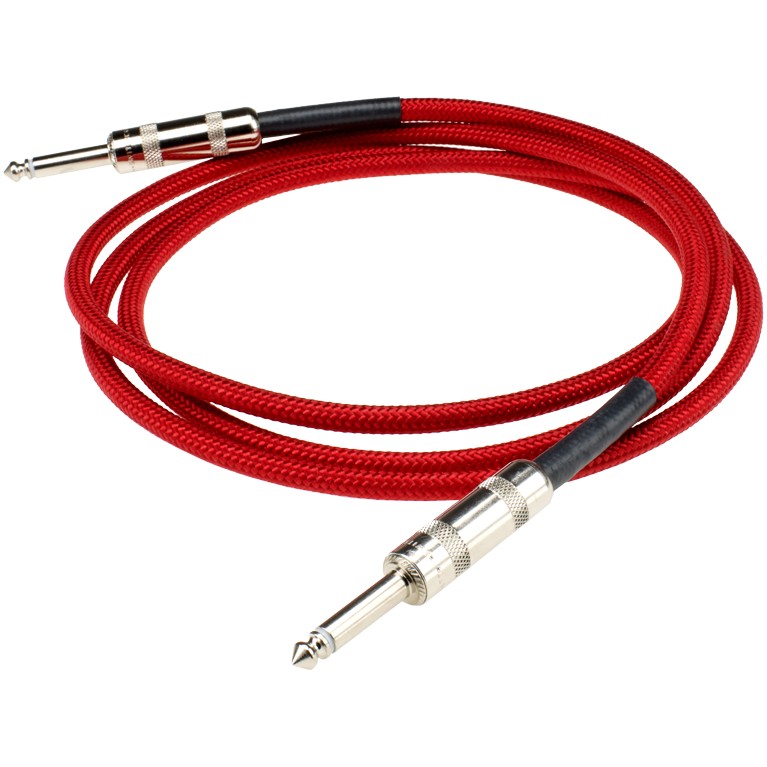 An image of DiMarzio Overbraid Instrument Cable, Straight, 10ft, Red