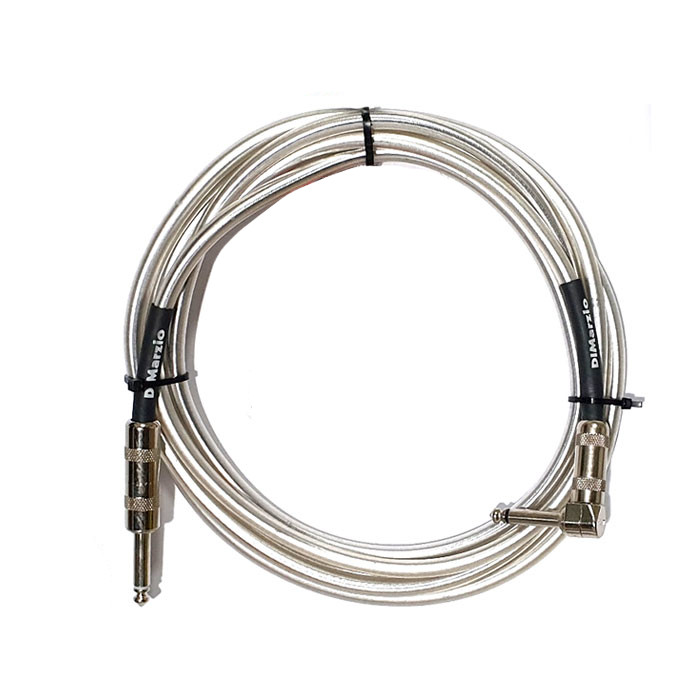 An image of DiMarzio Overbraid Instrument Cable, Straight/Angled, 18ft, Chrome | PMT Online