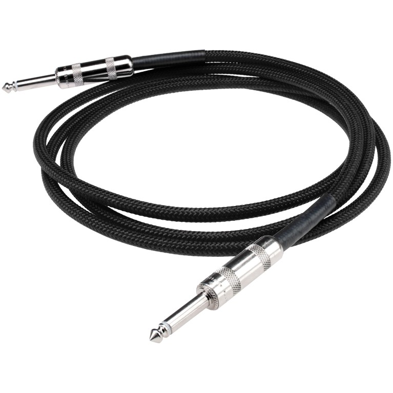 An image of DiMarzio Overbraid Instrument Cable, Straight, 18ft, Black