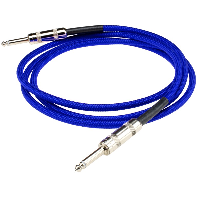 An image of DiMarzio Overbraid Instrument Cable, Straight, 18ft, Electric Blue