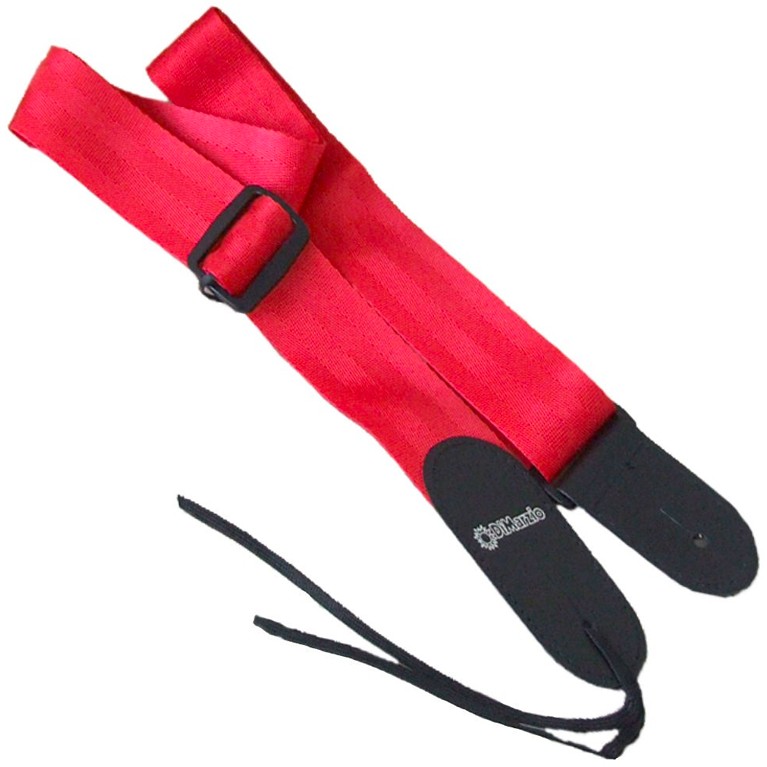 An image of DiMarzio Nylon Leather Strap with Leather Ends, Red | PMT Online