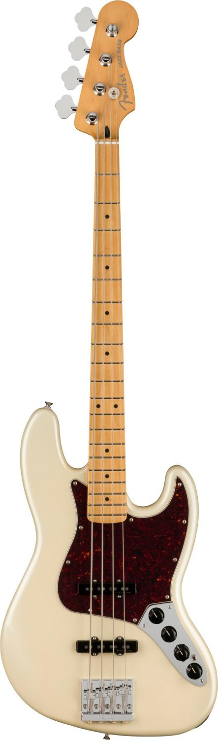 An image of Fender Player Plus Jazz Bass, MN, Olympic Pearl | PMT Online