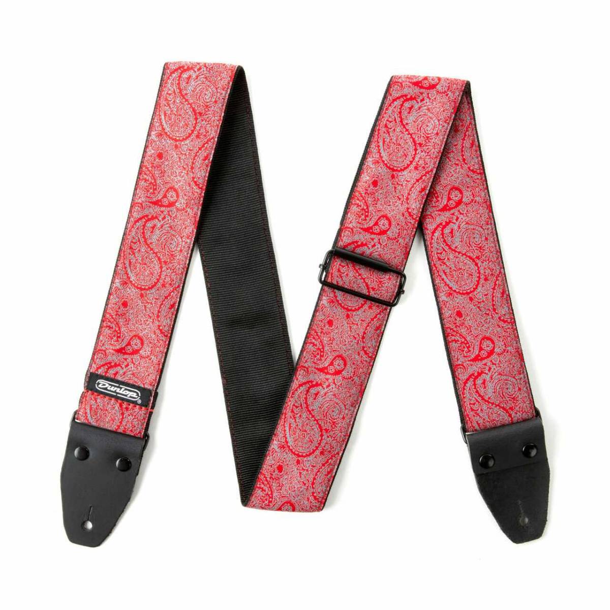 An image of Dunlop Jacquard Instrument Strap, Paisley Red | PMT Online
