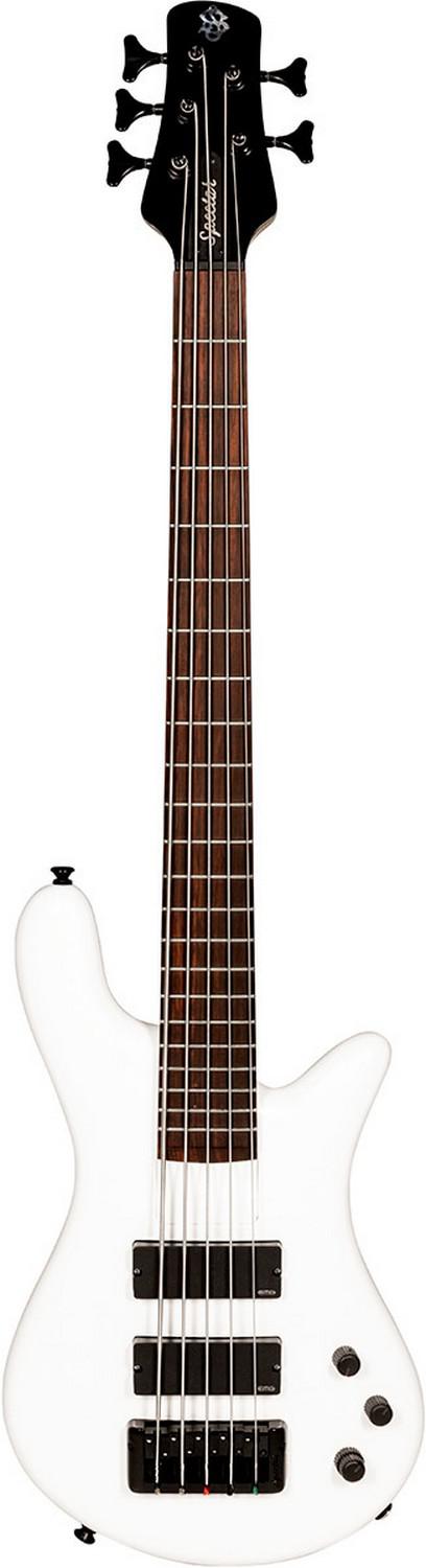 An image of Spector Bantam 5 5-String Electric Bass, Solid White Gloss