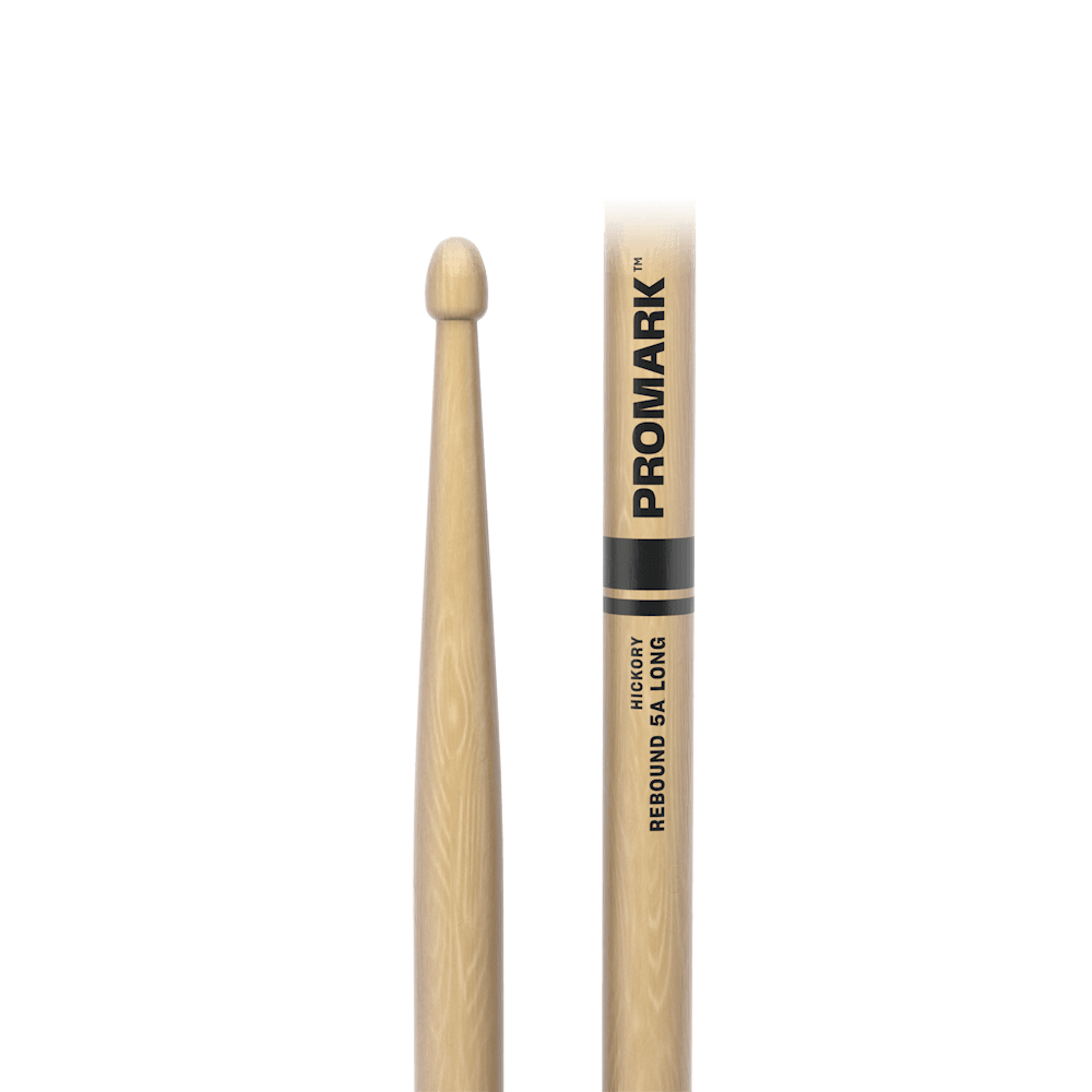 An image of ProMark Rebound 5A Long Hickory Drumstick Acorn Wood Tip - Gift for a Drummer | ...