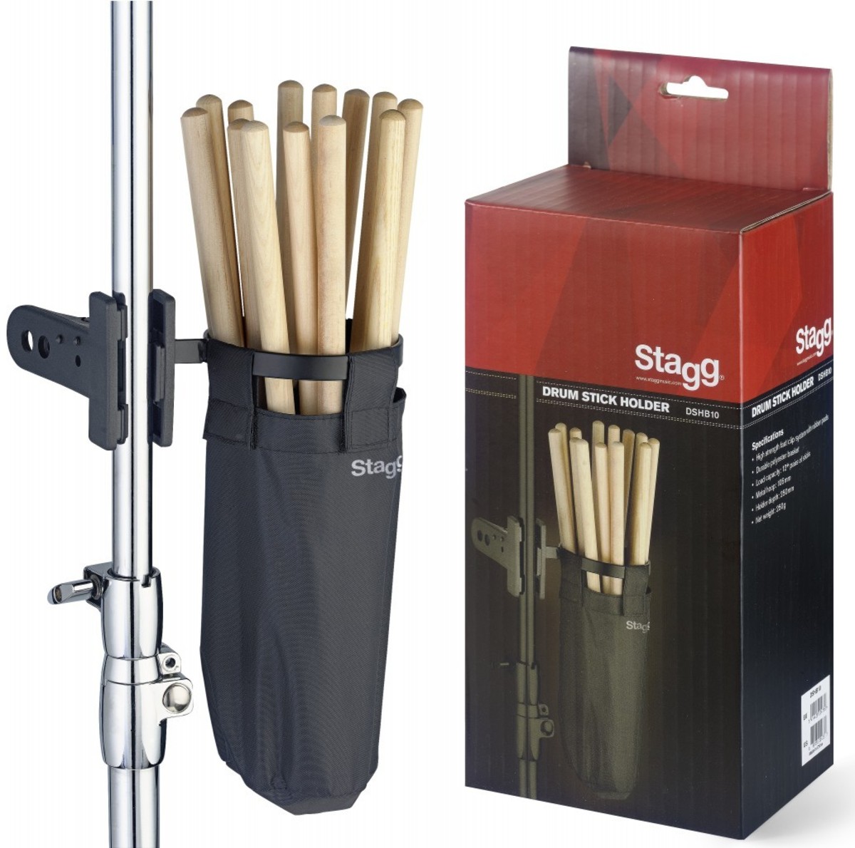 An image of Stagg DSH10 Drumstick holder - Gift for a Drummer | PMT Online