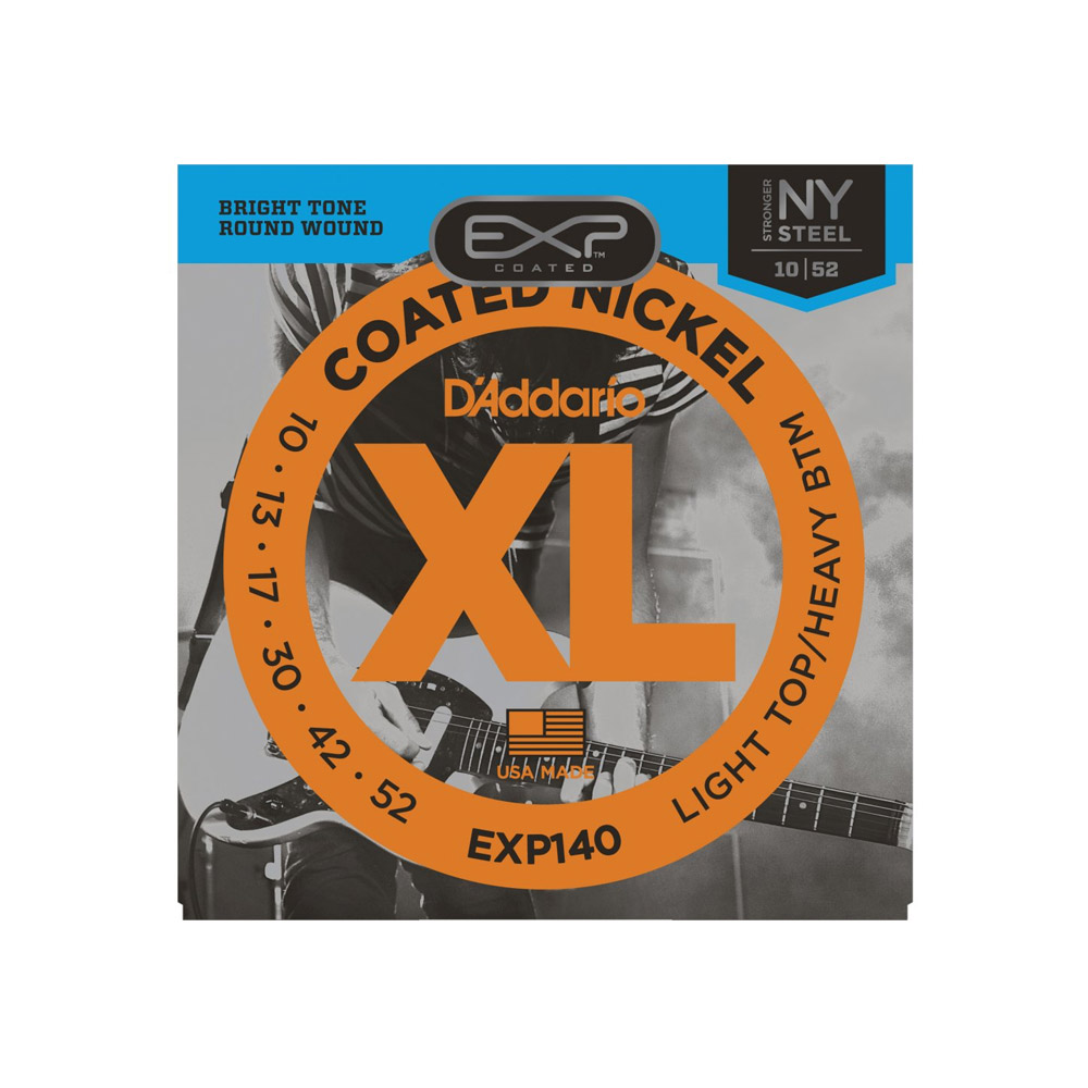 An image of DAddario EXP140 Guitar Strings, Light Top/Heavy Bottom, 10-52 | PMT Online