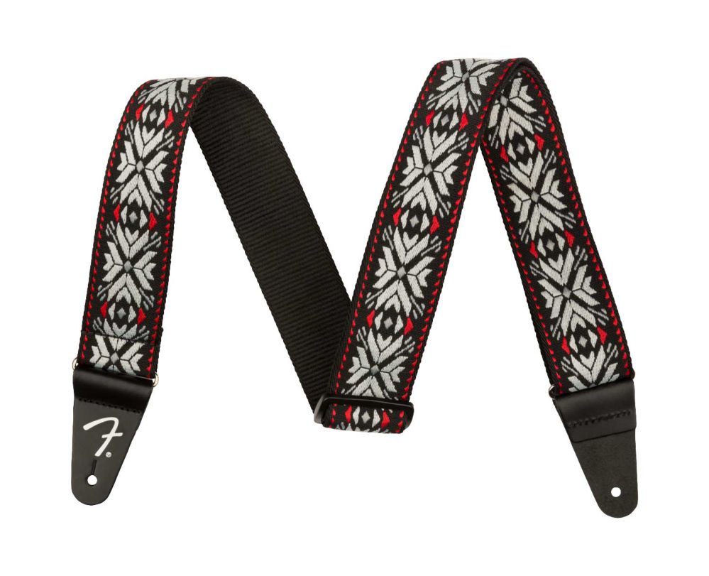 An image of Fender Pasadena Woven Straps Red Snowflake | PMT Online