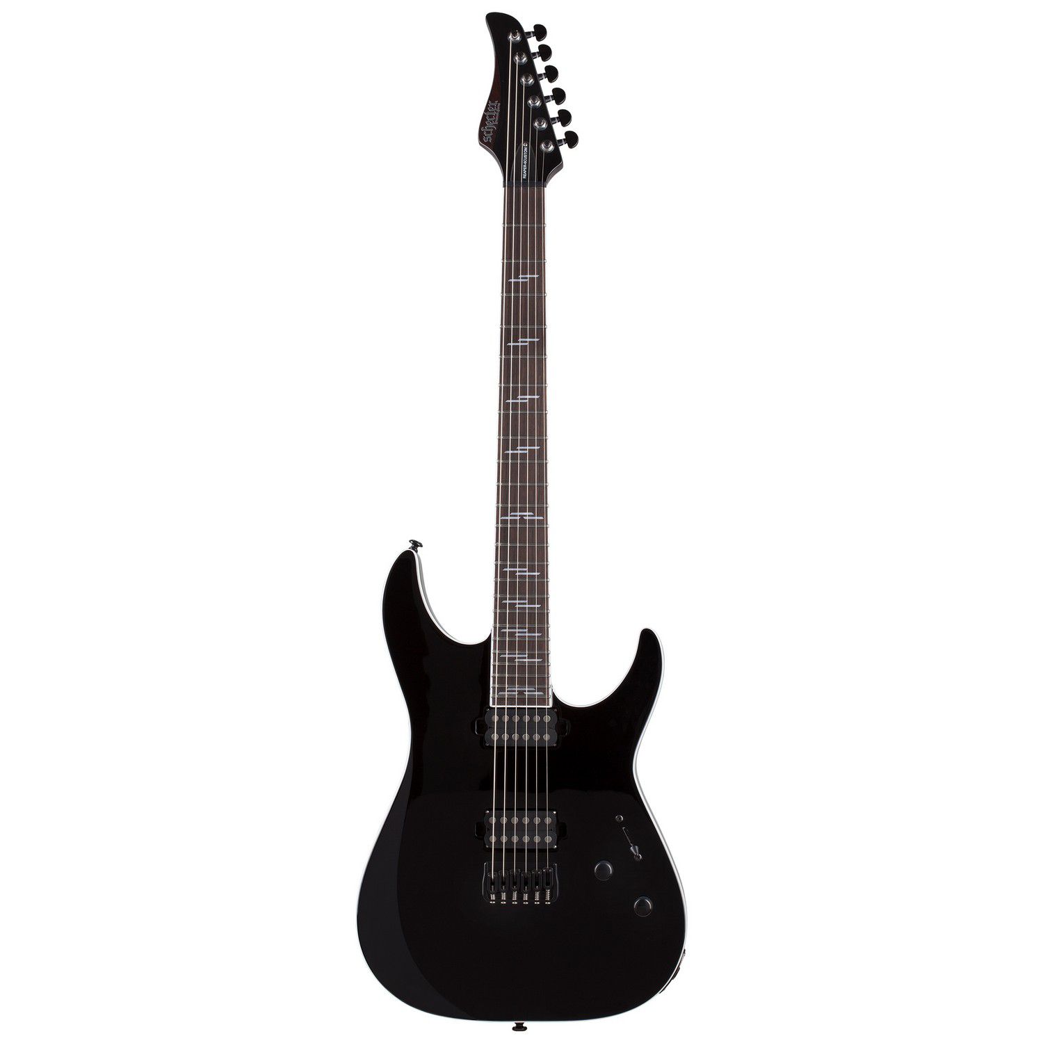 An image of Schecter Reaper-6 Custom Guitar, Gloss Black | PMT Online