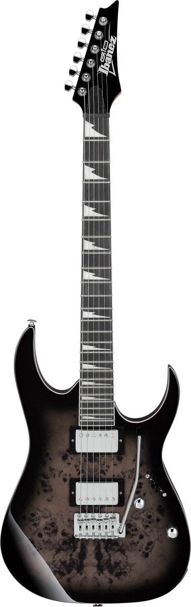An image of Ibanez GRG220Pa1-BKB Electric Guitar, Transparent Brown Black Burst | PMT Online