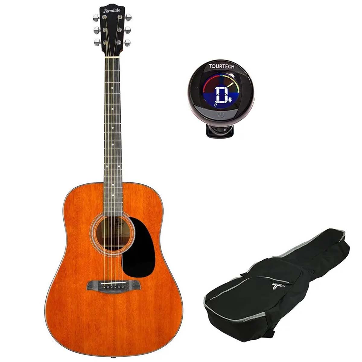 An image of Ferndale D2 Beginner Acoustic Guitar Pack - Mahogany - Acoustic Guitar Starter K...