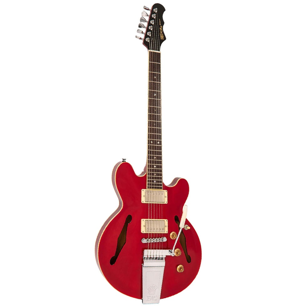 An image of Fret King Elise Custom With Vibrato Cherry Red | PMT Online