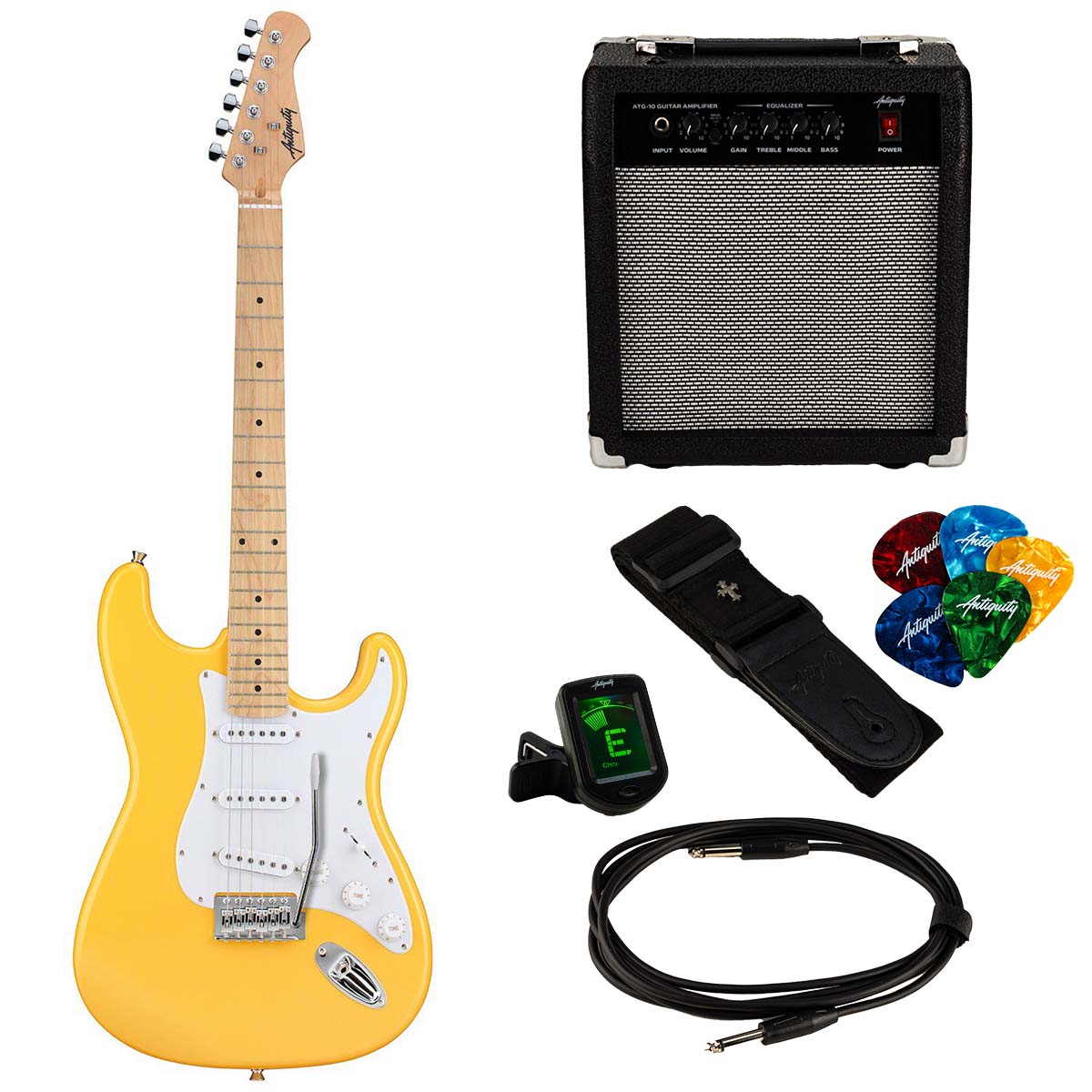 An image of Antiquity ST1 Beginner Electric Guitar Package - Cream - Electric Guitar Starter...