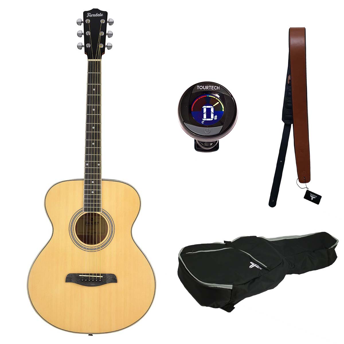 An image of Ferndale GA2-L Left-Handed Beginner Acoustic Guitar Pack - Natural - Acoustic Gu...