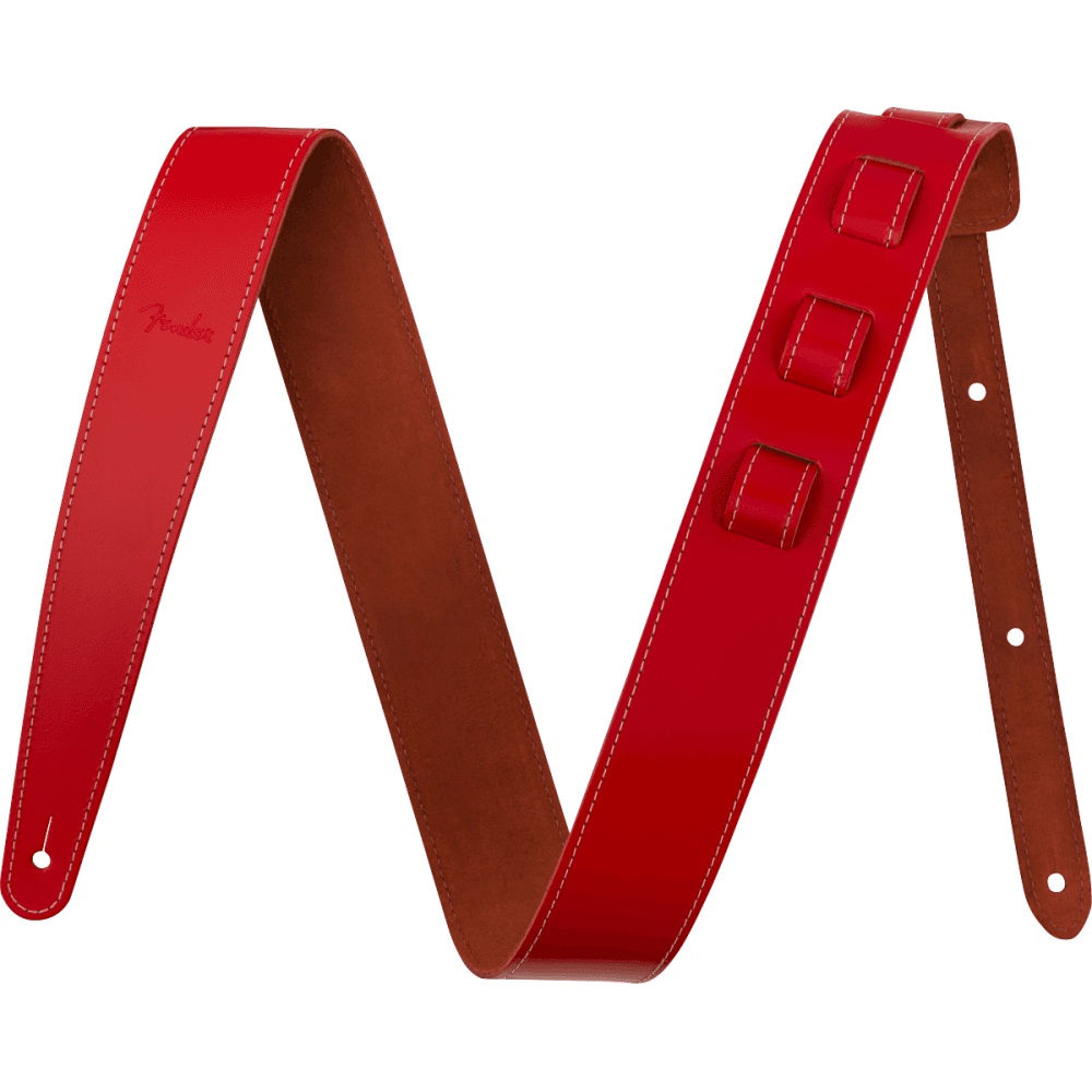 An image of Fender 2 Inch Essentials Leather Strap Red | PMT Online
