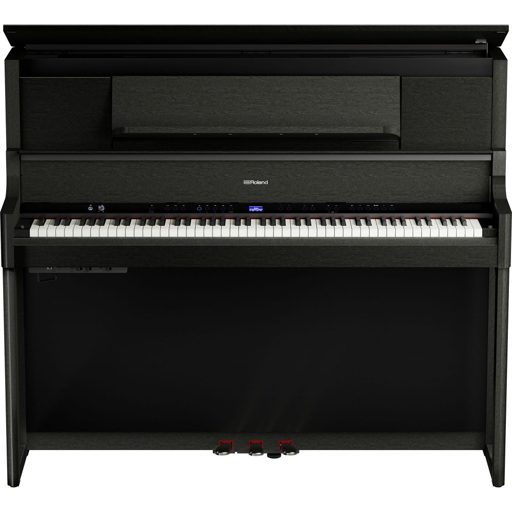 An image of Roland LX-9-CH Luxury Upright Piano Charcoal Black | PMT Online