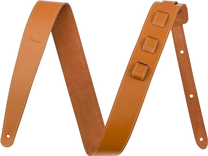 An image of Fender 2 Inch Essentials Leather Strap Tan | PMT Online