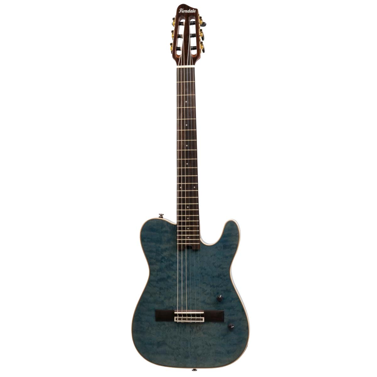 An image of Ferndale EC-2 Electro Classical Guitar Blue Quilt | PMT Online