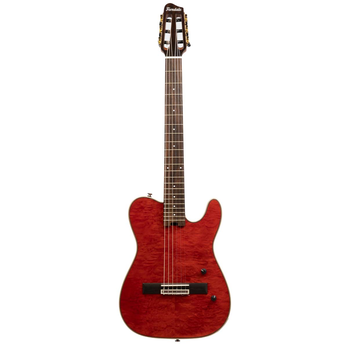 An image of Ferndale EC-2 Electro Classical Guitar Red Quilt | PMT Online