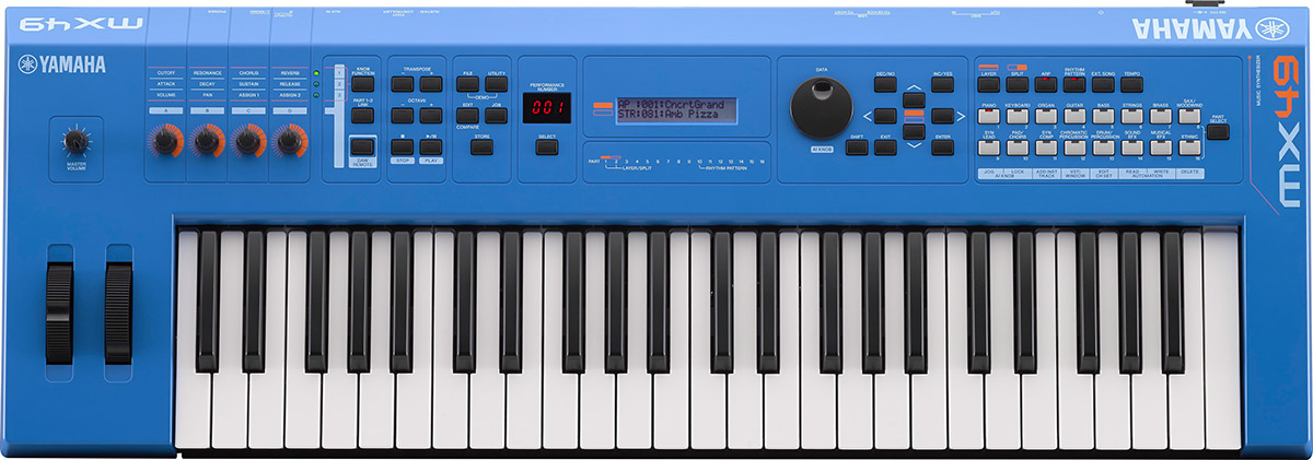 An image of Yamaha MX49 Version 2 Synthesizer 49 Key Edition, Blue | PMT Online