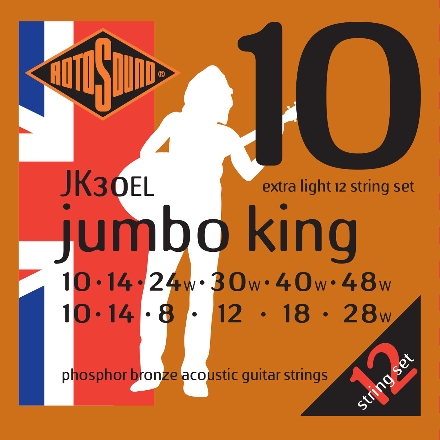 An image of Rotosound JK30EL 12-String Acoustic Guitar Strings 10-48 | PMT Online