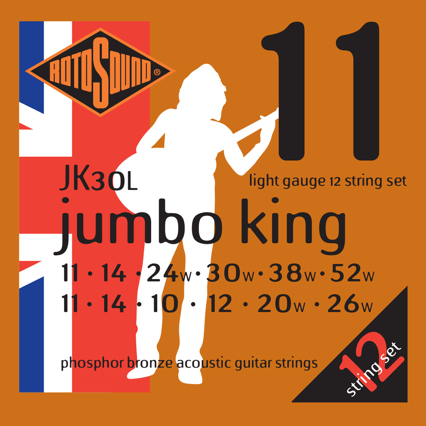 An image of Rotosound Jumbo King 12 String Set Light | PMT Online