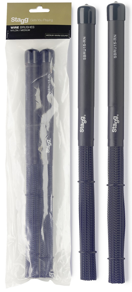 An image of Stagg Polybristle Nylon Brushes With Black Rubber Handle Grip | PMT Online