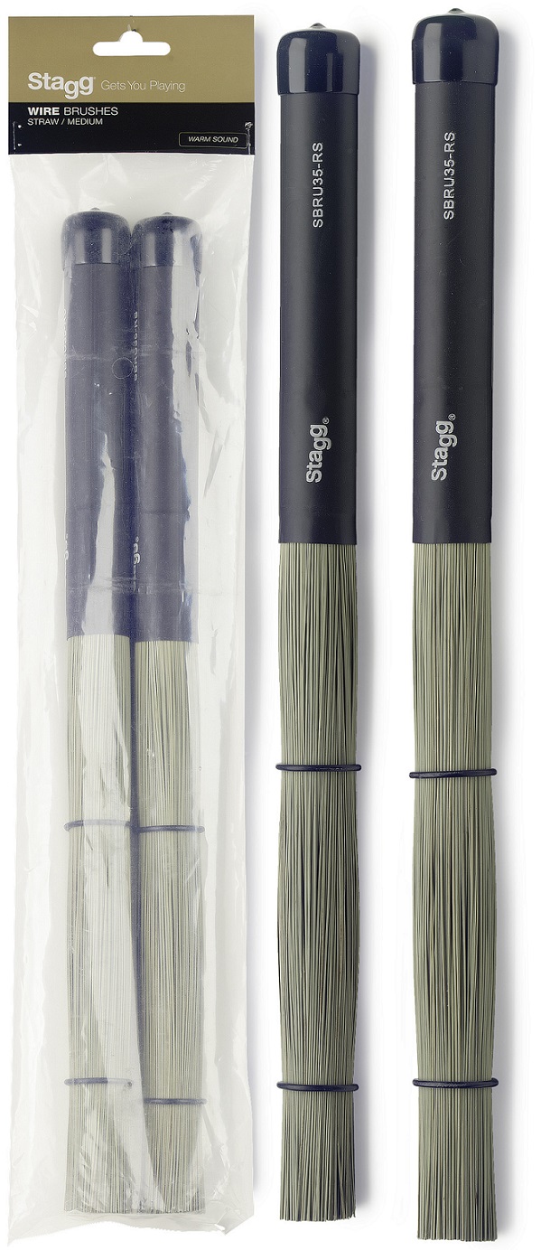 An image of Stagg SBRU35-RS Polybristle straw brushes with black rubber handle grip | PMT On...