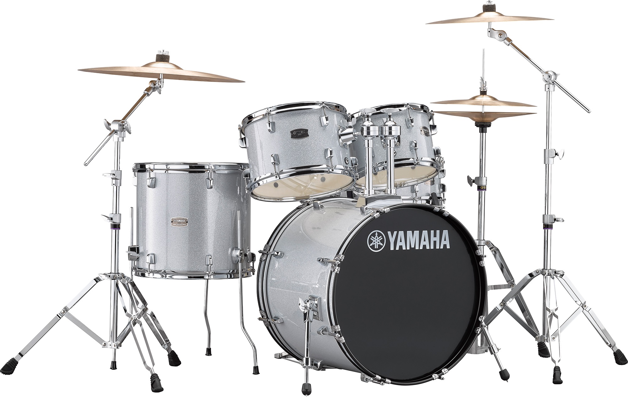 An image of Yamaha Rydeen 20" Drum Kit with Hardware and Cymbals in Silver Sparkle