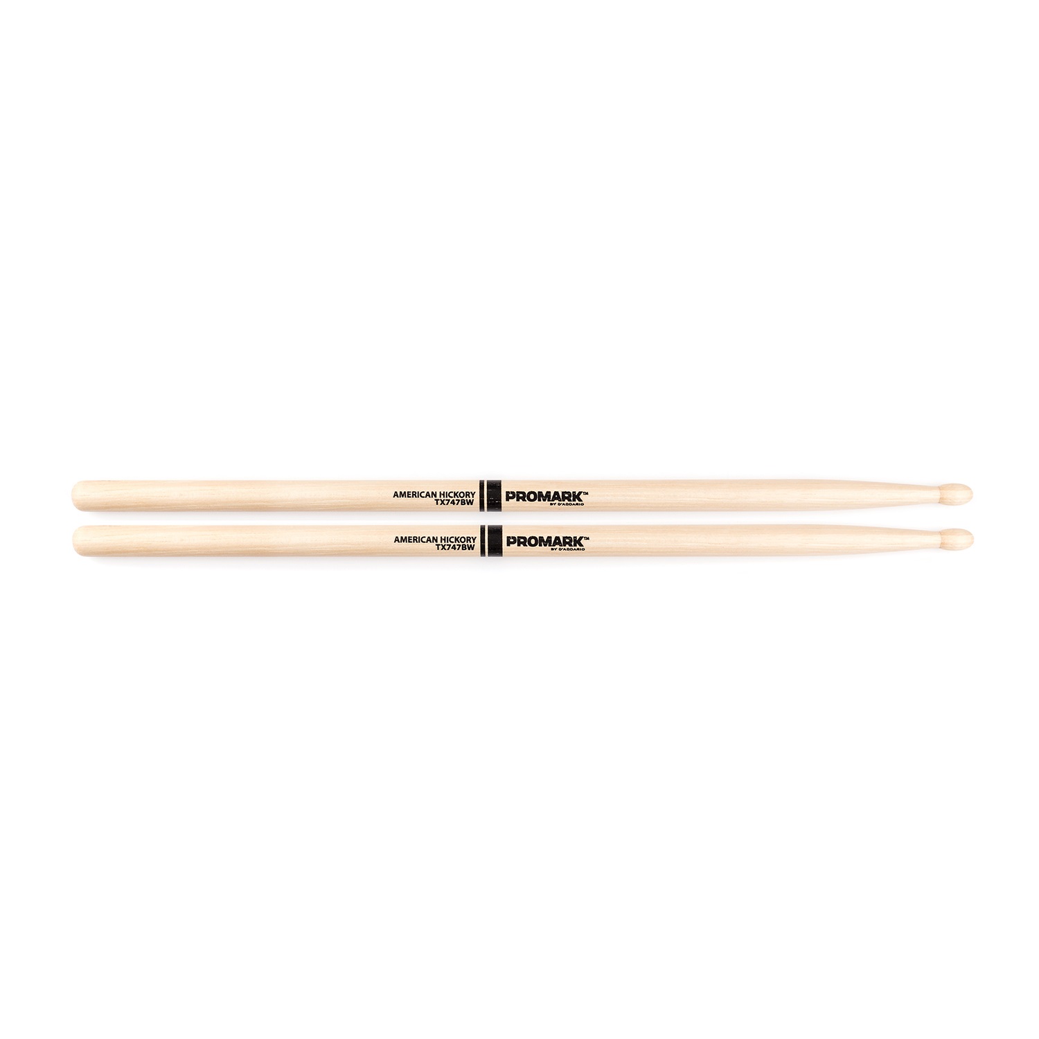 An image of Promark Hickory 747B "Super Rock" Wood Tip Drumstick Pair
