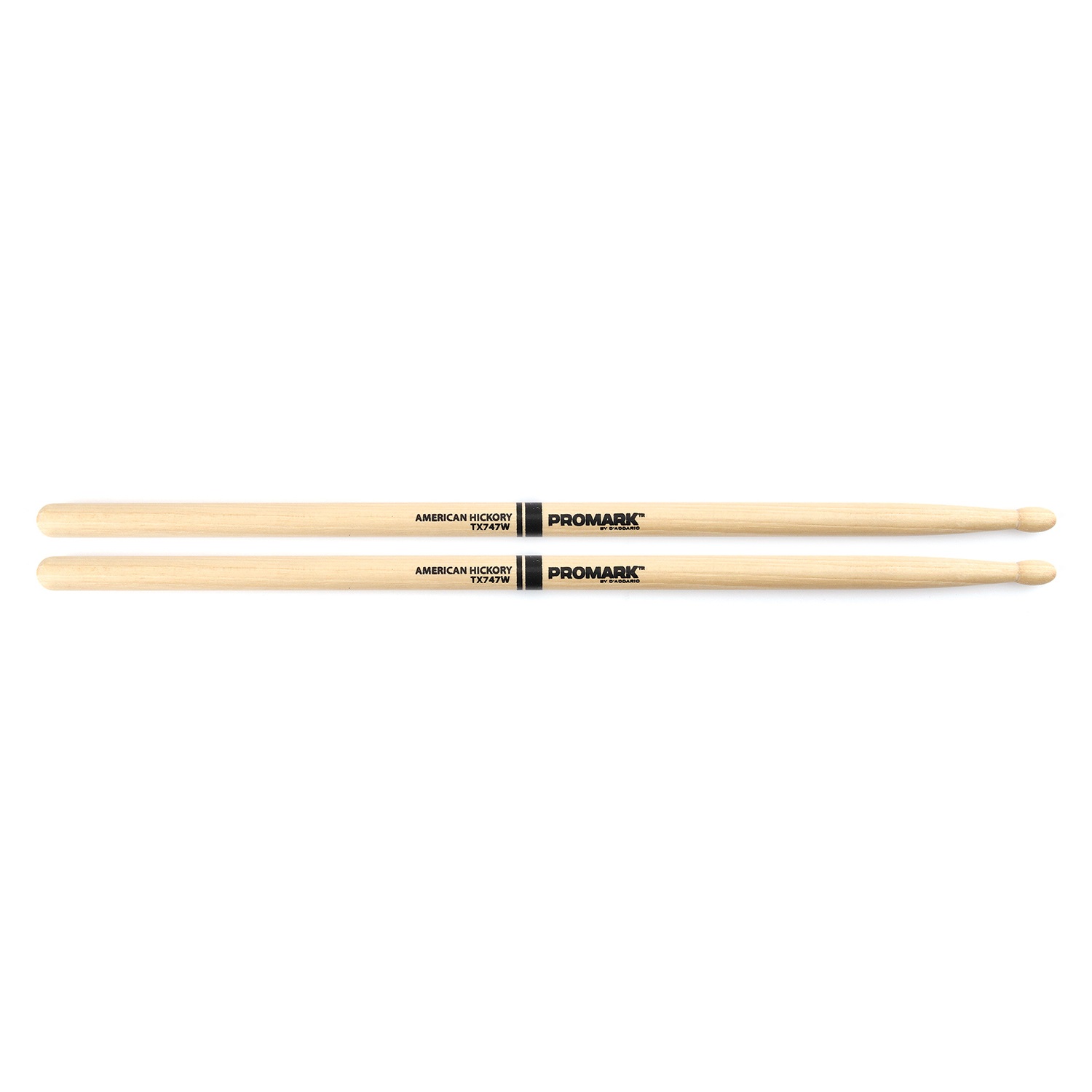 An image of Promark Hickory 747 "Rock" Wood Tip Drumstick Pair | PMT Online