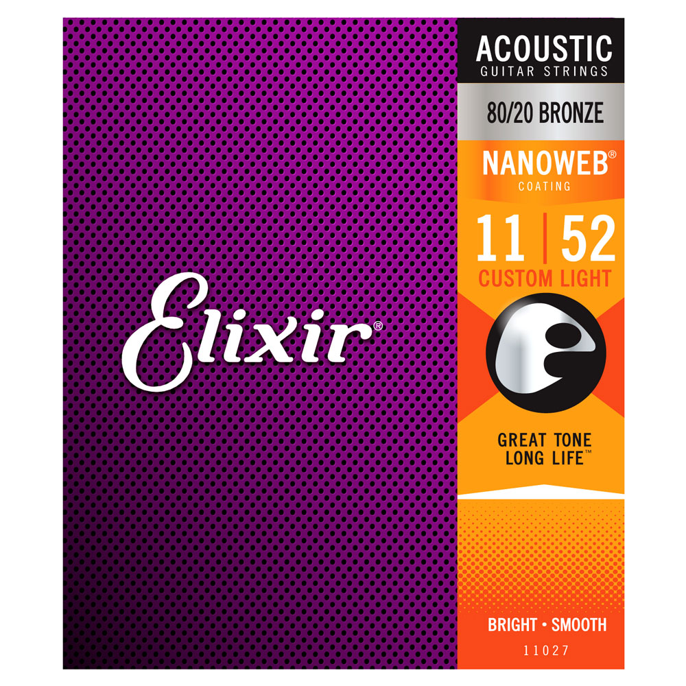 An image of Elixir Bronze NANOWEB Acoustic Strings Strings Custom Light 11-52 - Gift for a G...