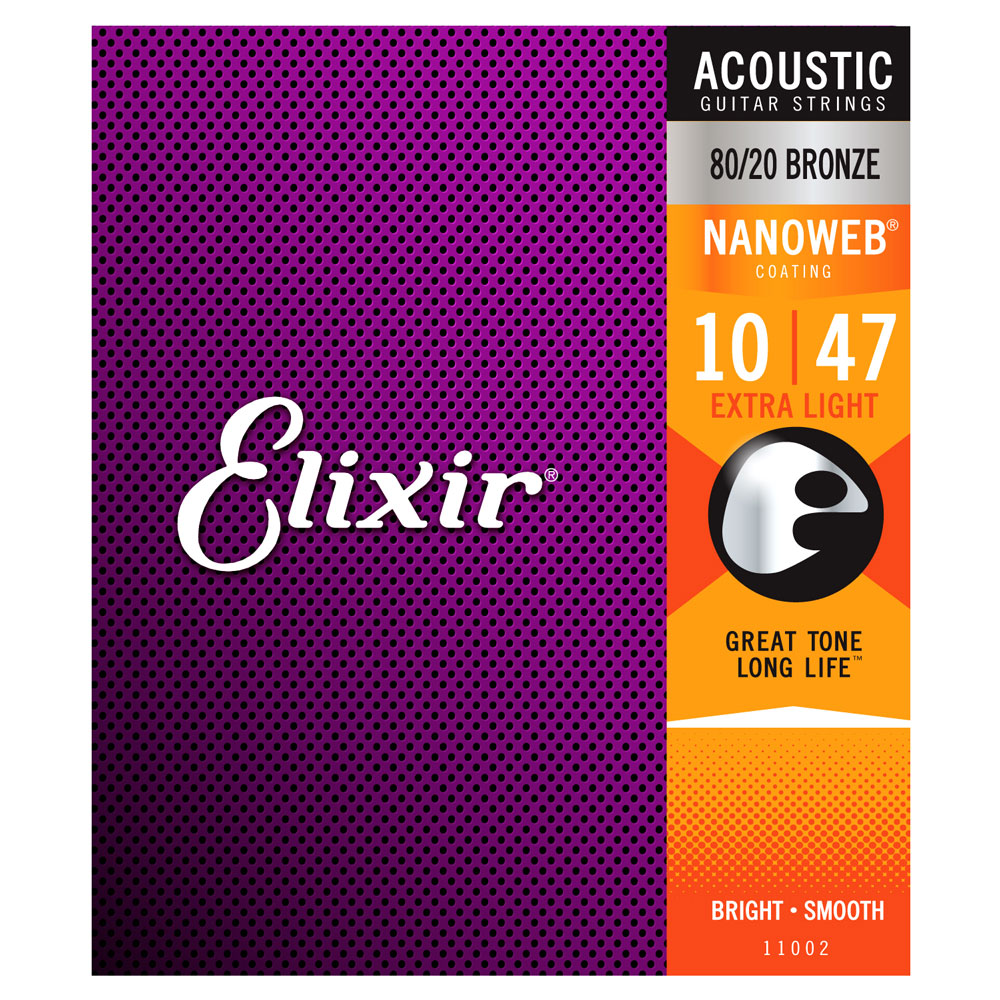 An image of Elixir Bronze NANOWEB Acoustic Strings Strings Extra Light 10-47 - Gift for a Gu...