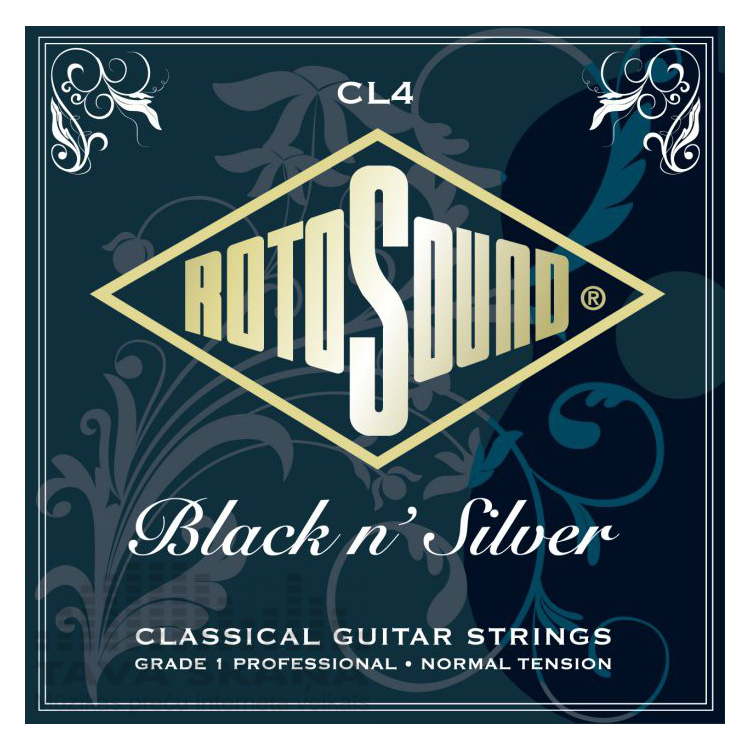 An image of Rotosound CL4 Black N Silver Classical Guitar Strings 28-45 | PMT Online