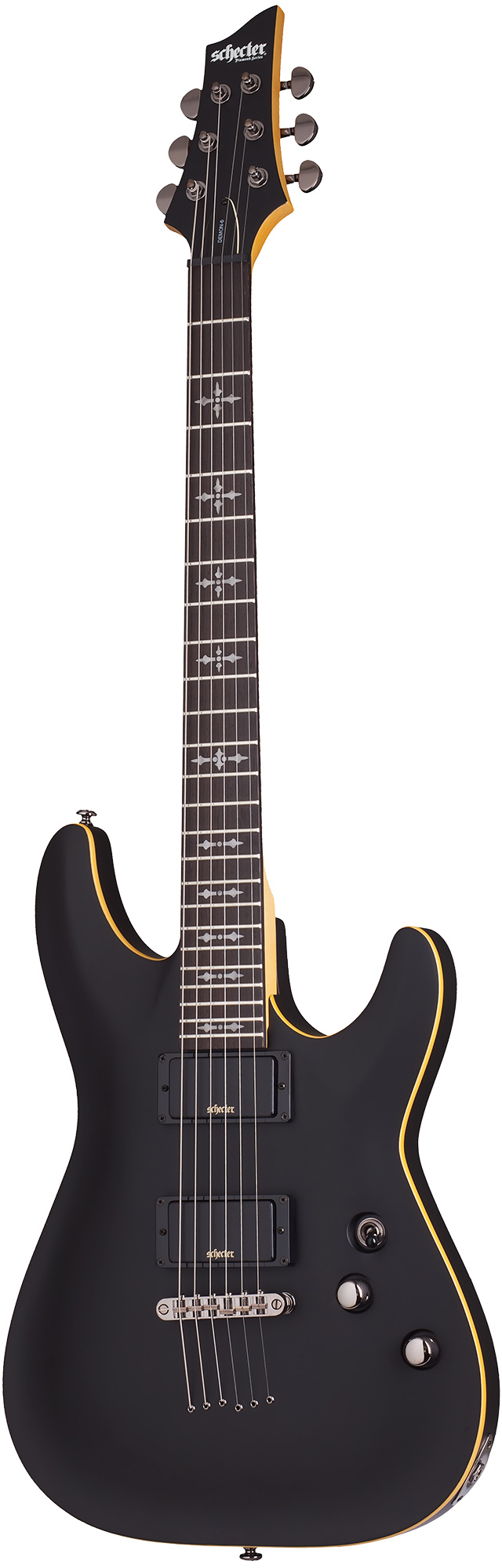 An image of Schecter Demon 6 Electric Guitar Aged Black Satin | PMT Online