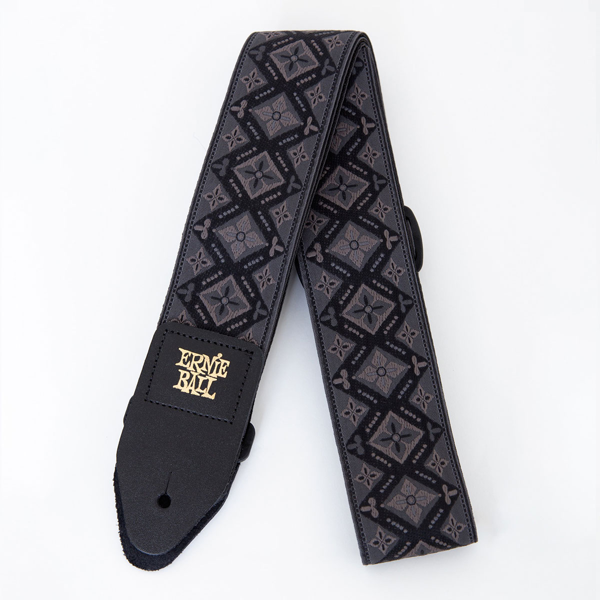 An image of Ernie Ball Classic Jacquard Strap Regal Black - Gift for a Guitarist | PMT Onlin...