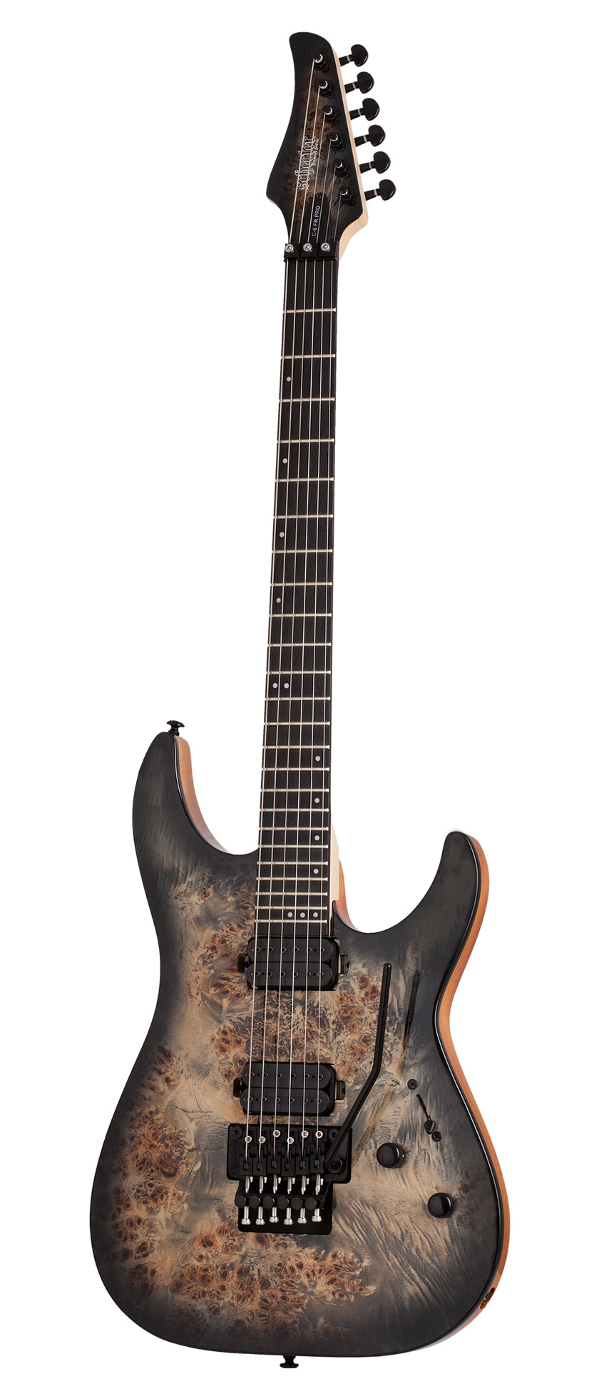 An image of Schecter C-6 FR Pro Electric Guitar in Charcoal Burst with Floyd Rose | PMT Onli...